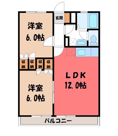 宇都宮駅 バス15分  卸団地入口下車：停歩3分 1階の物件間取画像